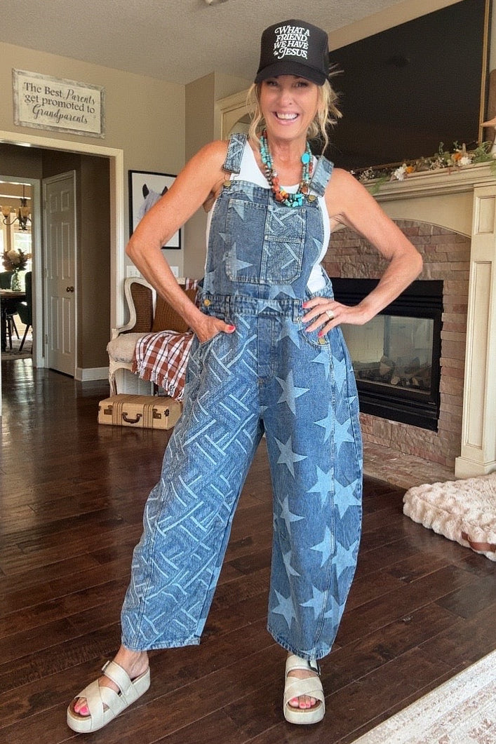 Starlight Stripe Denim Overalls