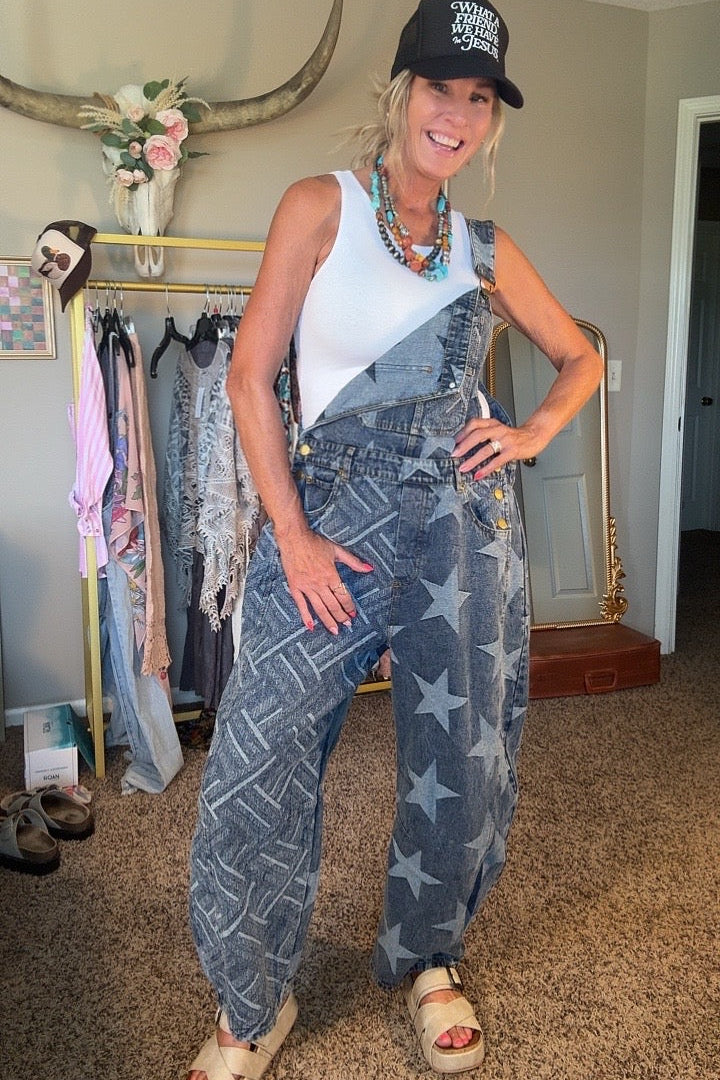 Starlight Stripe Denim Overalls