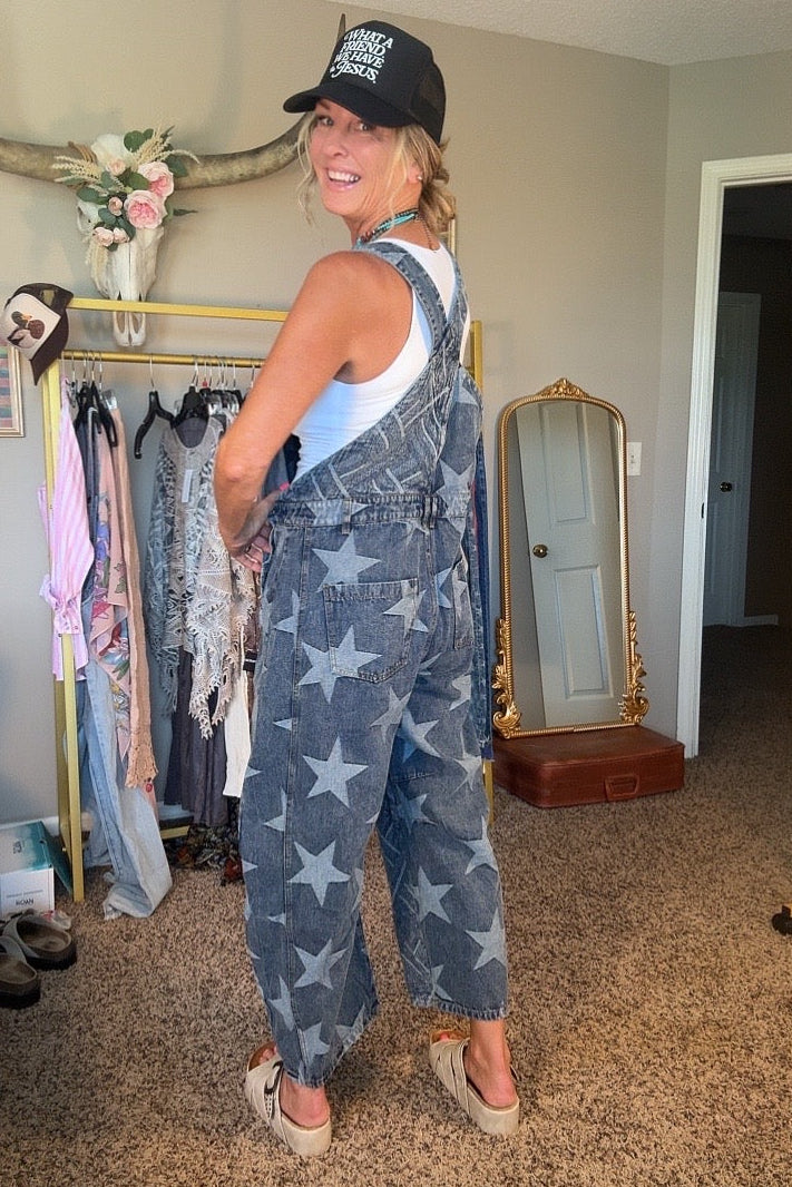 Starlight Stripe Denim Overalls