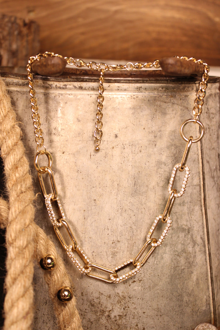 Gilded Crystal Link Necklace Set