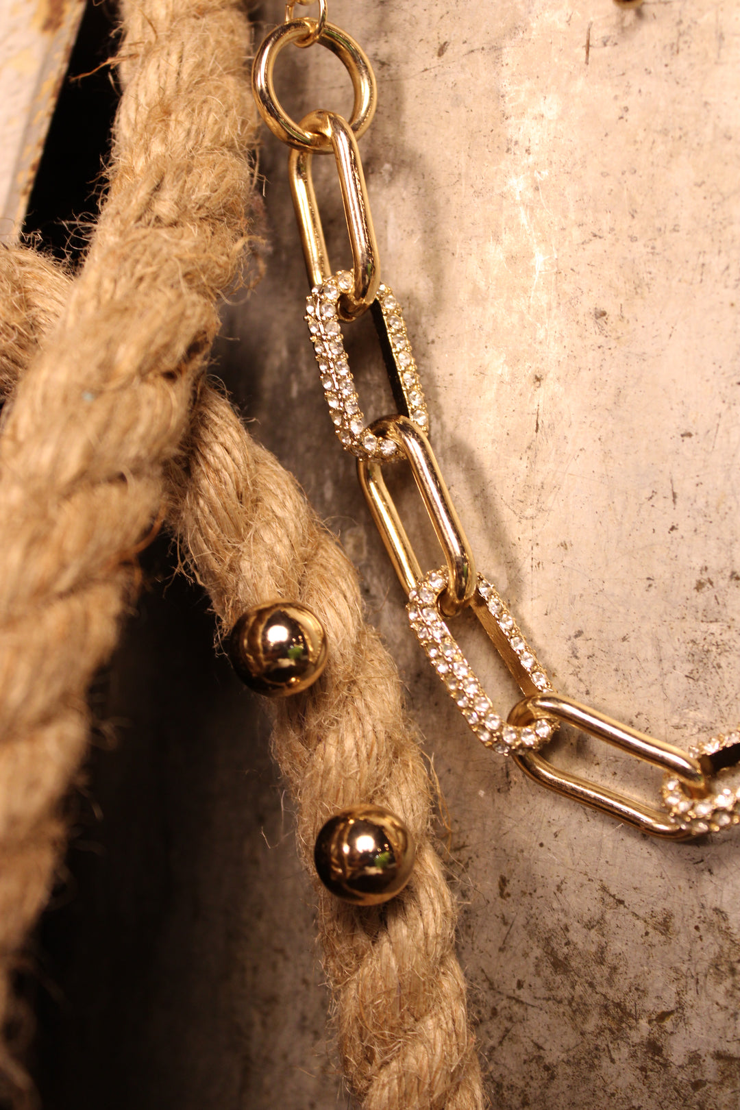 Gilded Crystal Link Necklace Set
