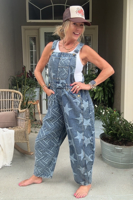 Starlight Stripe Denim Overalls