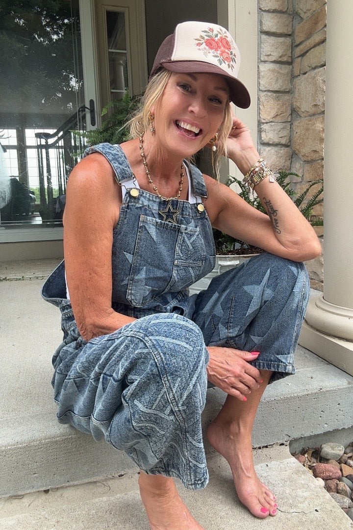 Starlight Stripe Denim Overalls
