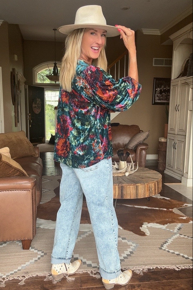 Prairie Bloom Teal Blouse