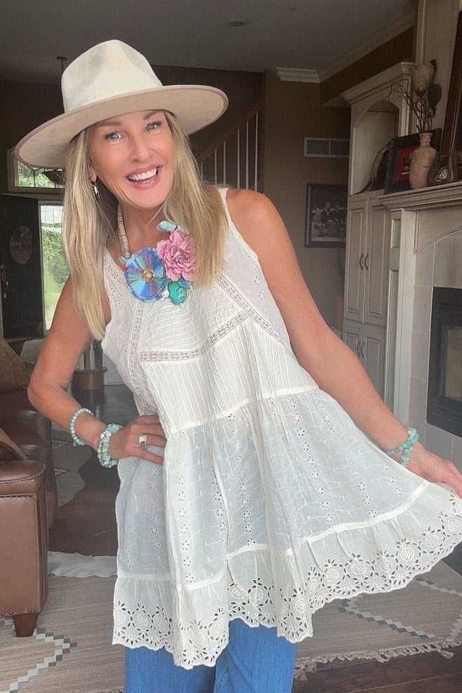 Heirloom Eyelet Cotton Tank