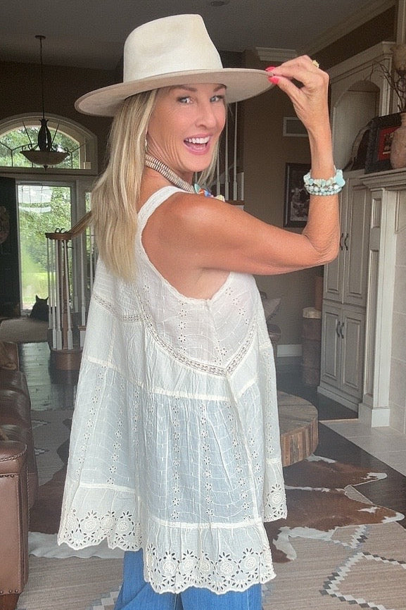Heirloom Eyelet Cotton Tank