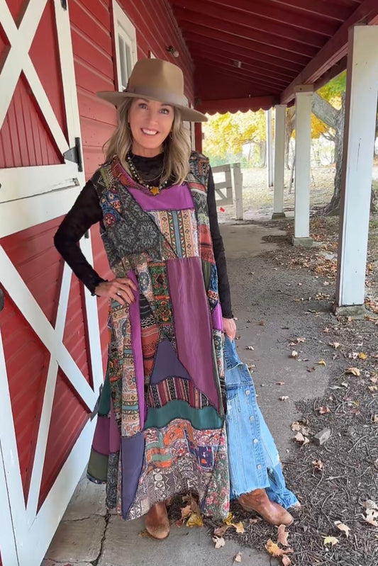 Parade of Patches Cotton Maxi Dress