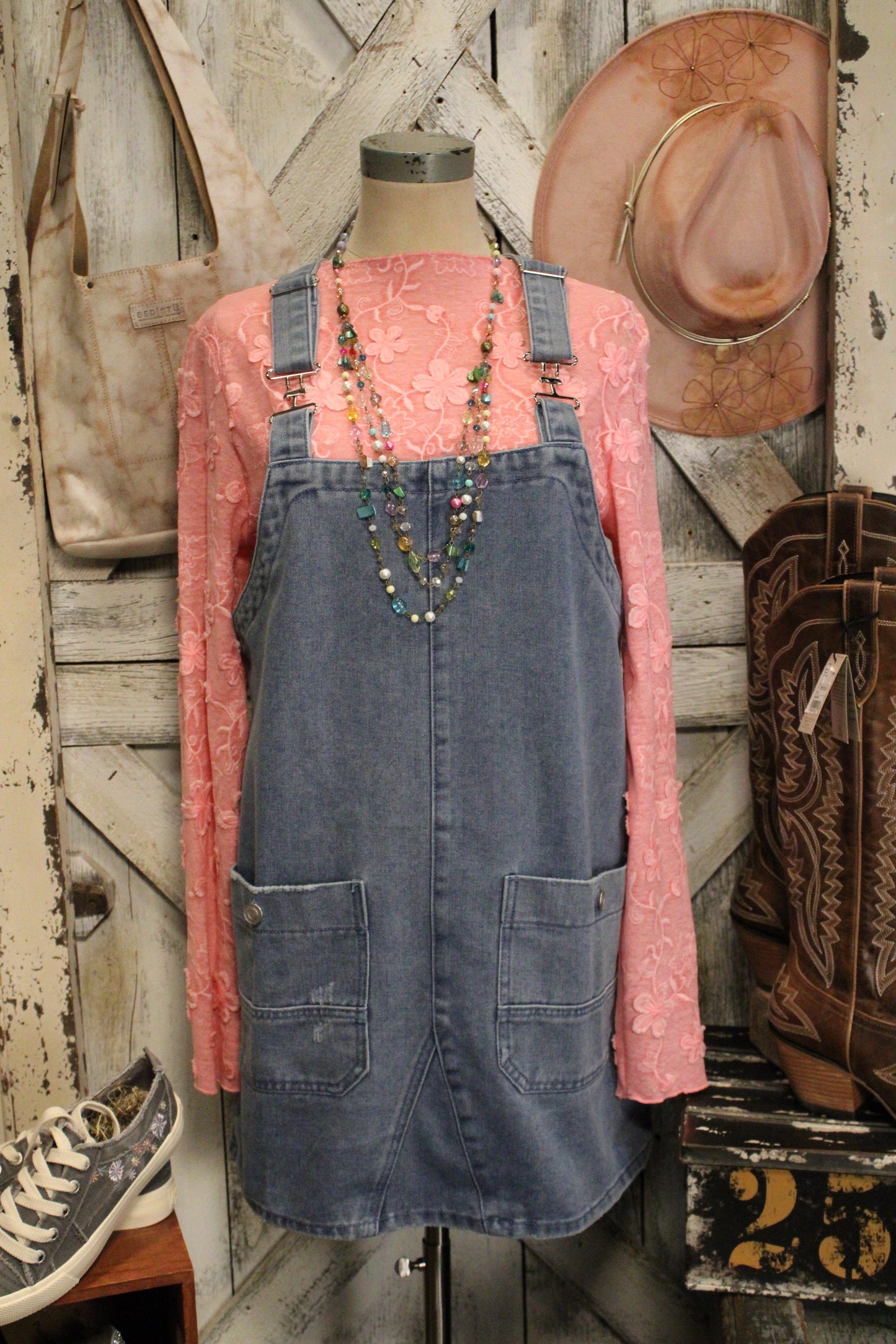 Laid Back Blues Overall Dress