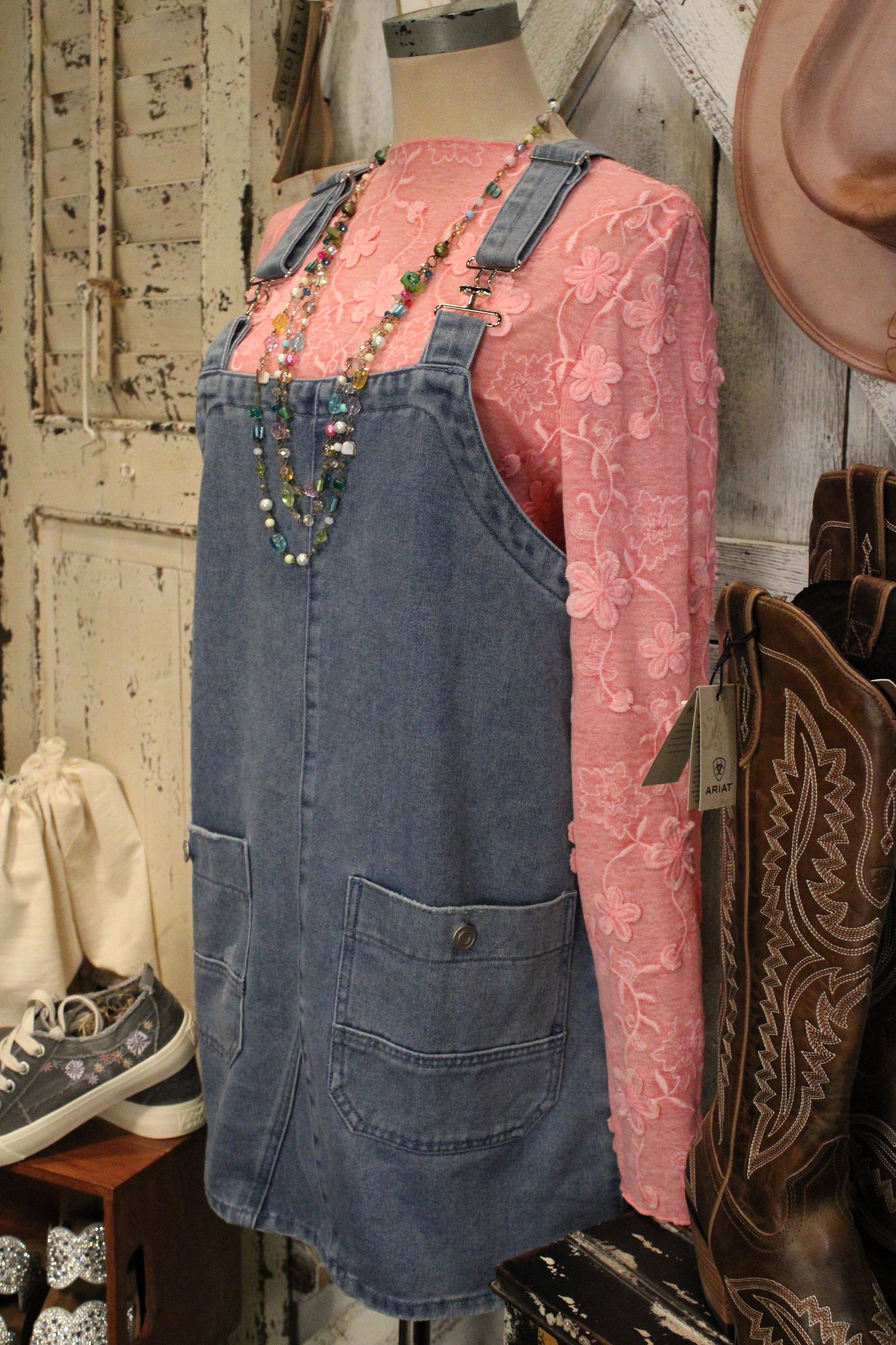 Laid Back Blues Overall Dress
