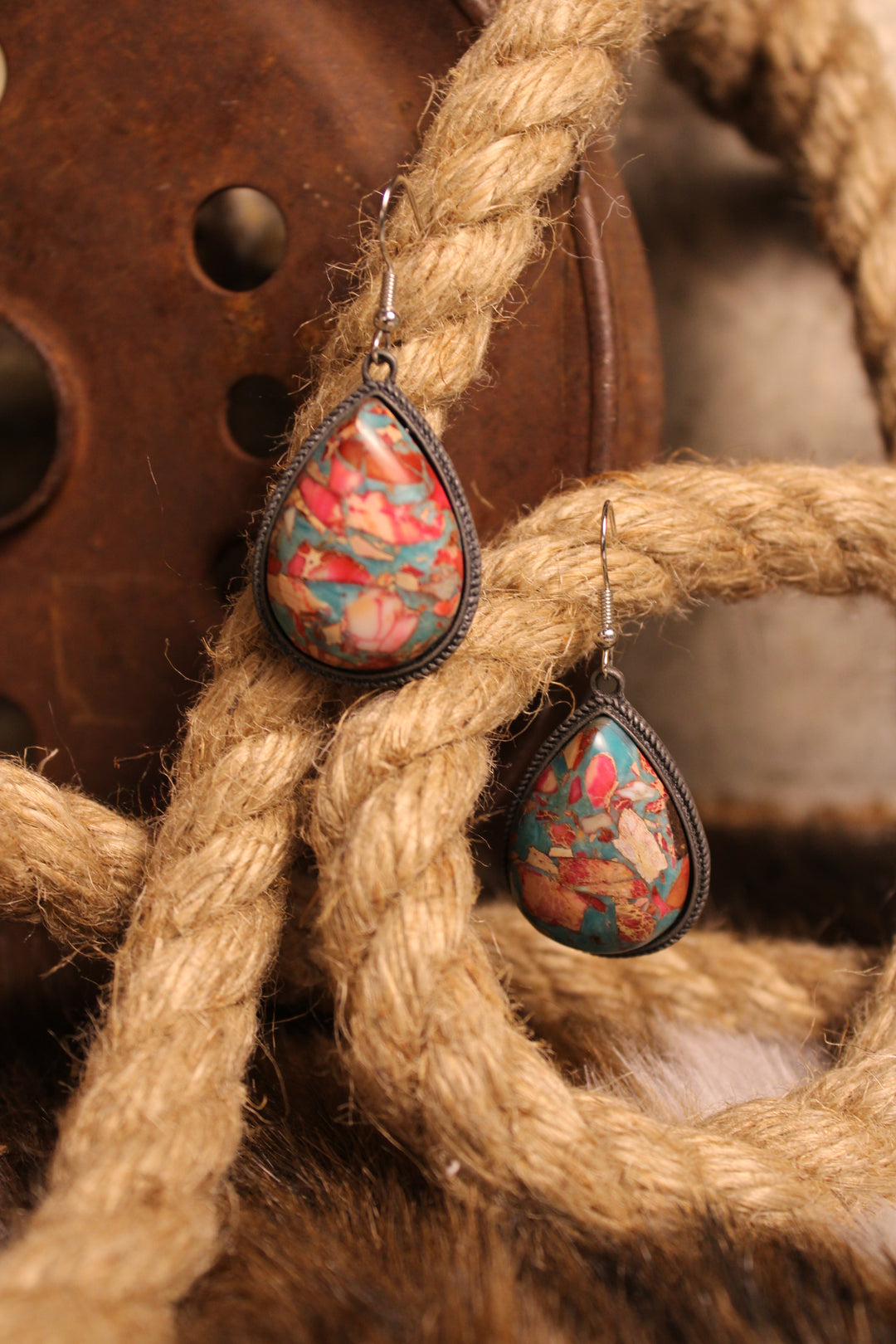 Fiesta Teal Teardrop Earrings