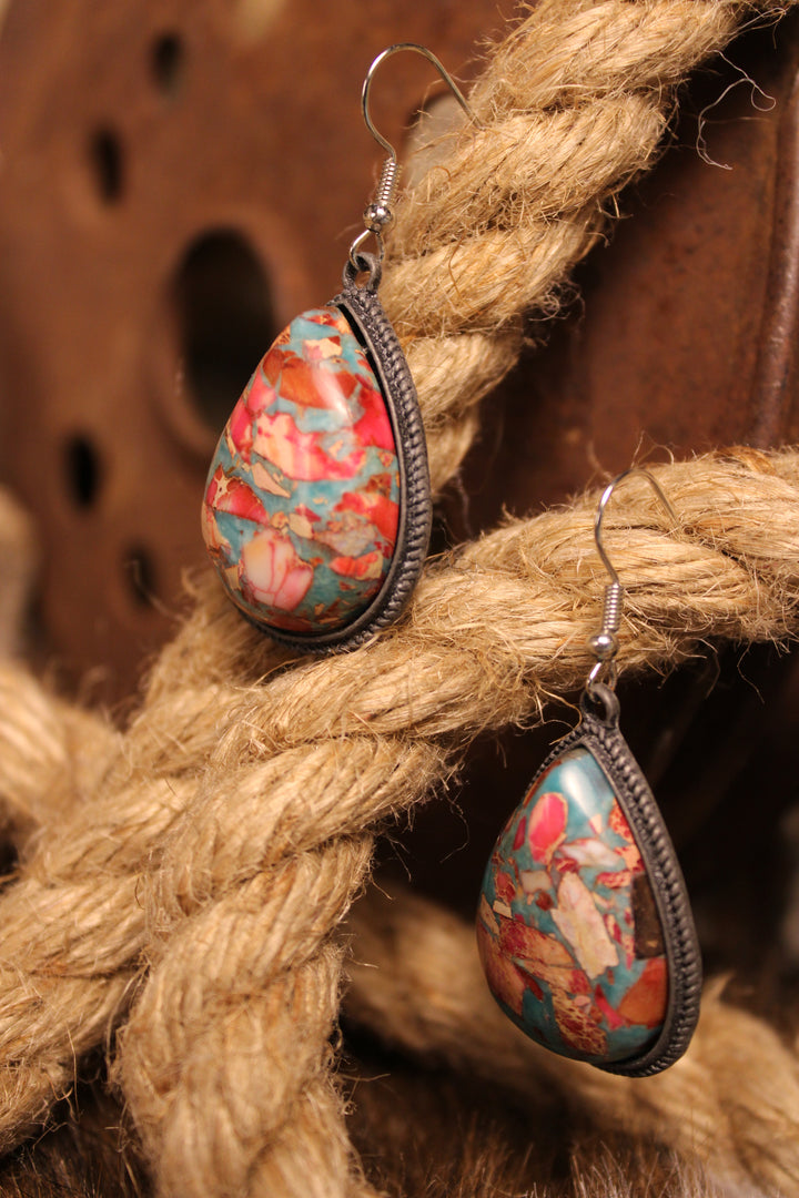 Fiesta Teal Teardrop Earrings