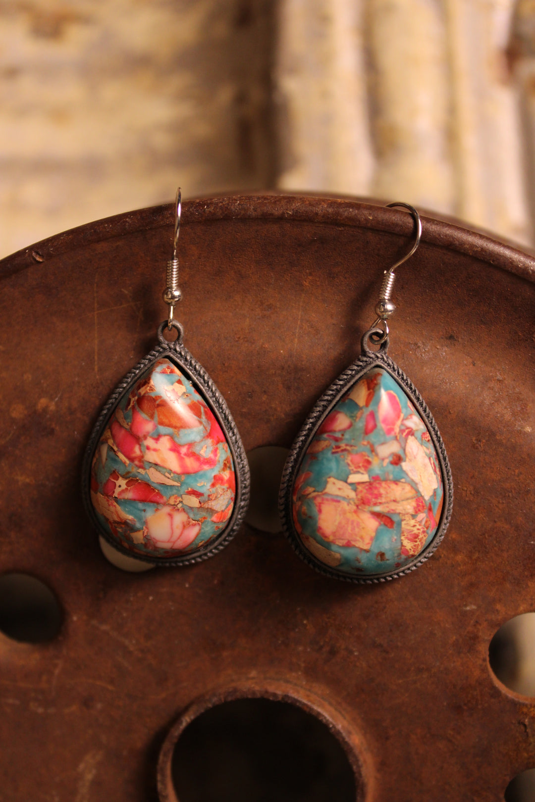 Fiesta Teal Teardrop Earrings