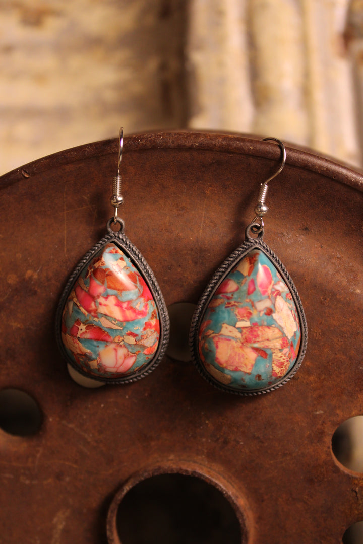 Fiesta Teal Teardrop Earrings