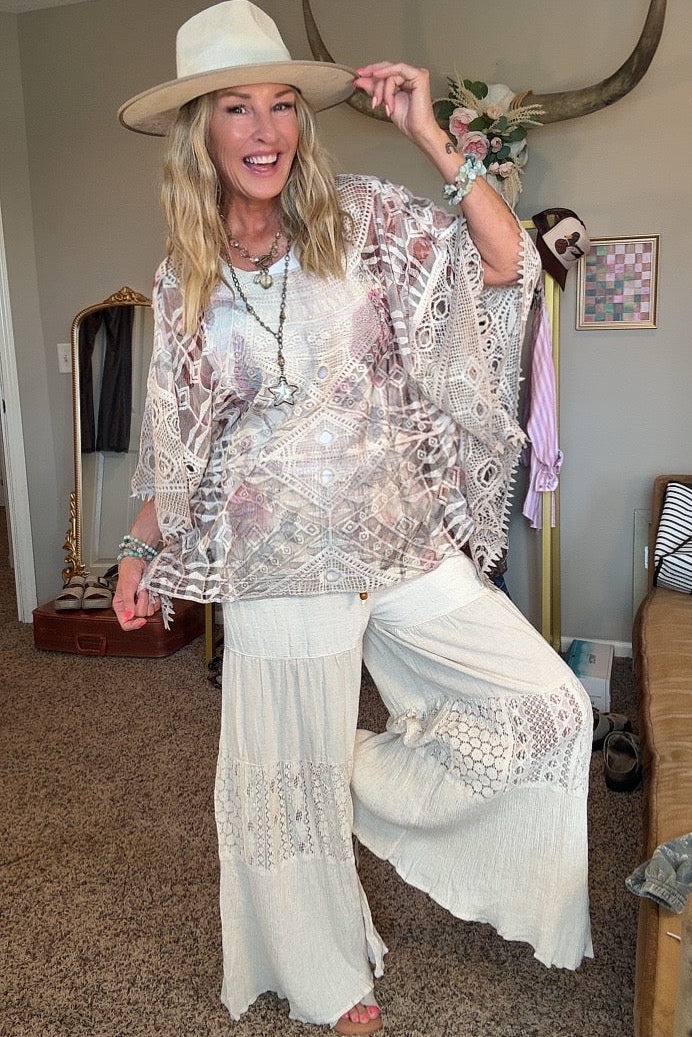 Enchanted Evening Vintage Bird Poncho