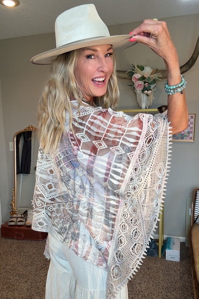 Enchanted Evening Vintage Bird Poncho