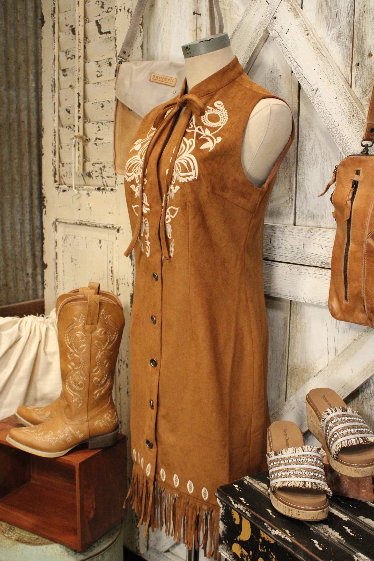 Fringe And Flora Suede Dress