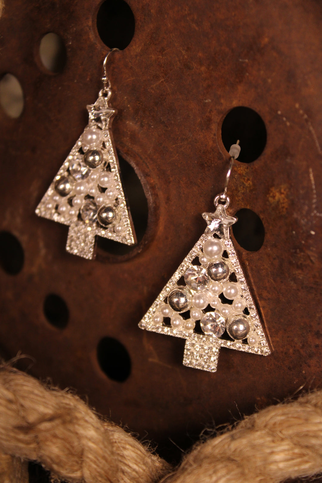 Sparkling Tinsel Tree Earrings