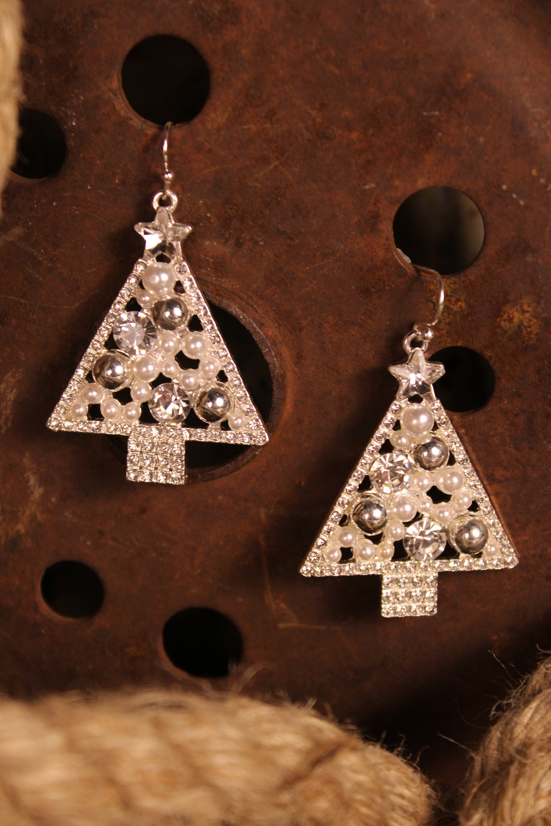 Sparkling Tinsel Tree Earrings