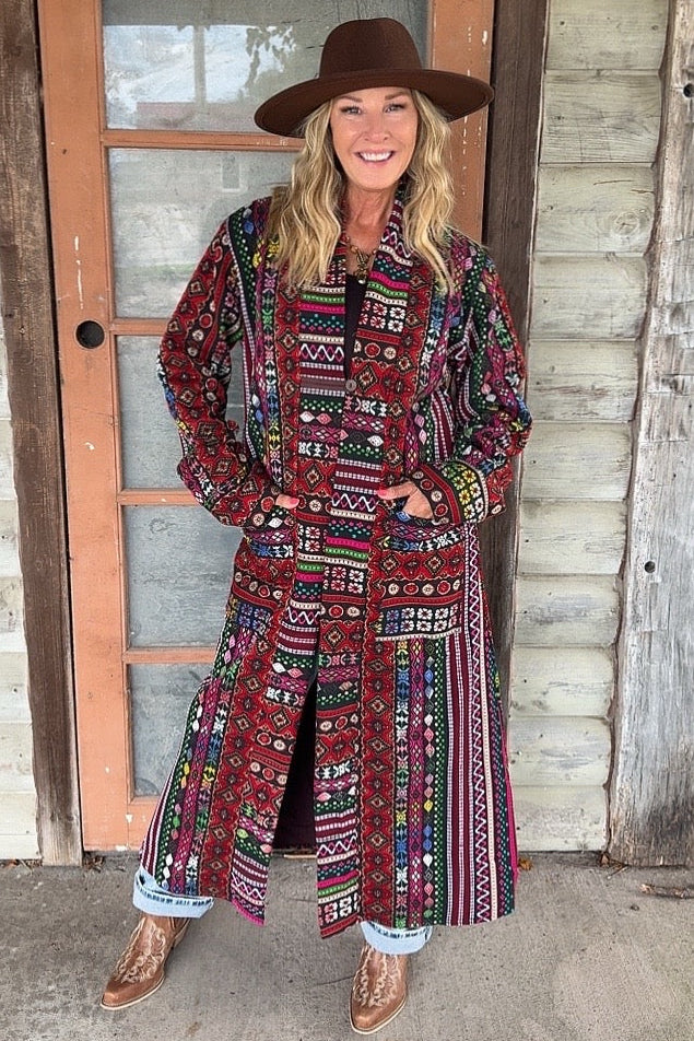 Technicolor Tapestry Trench Coat