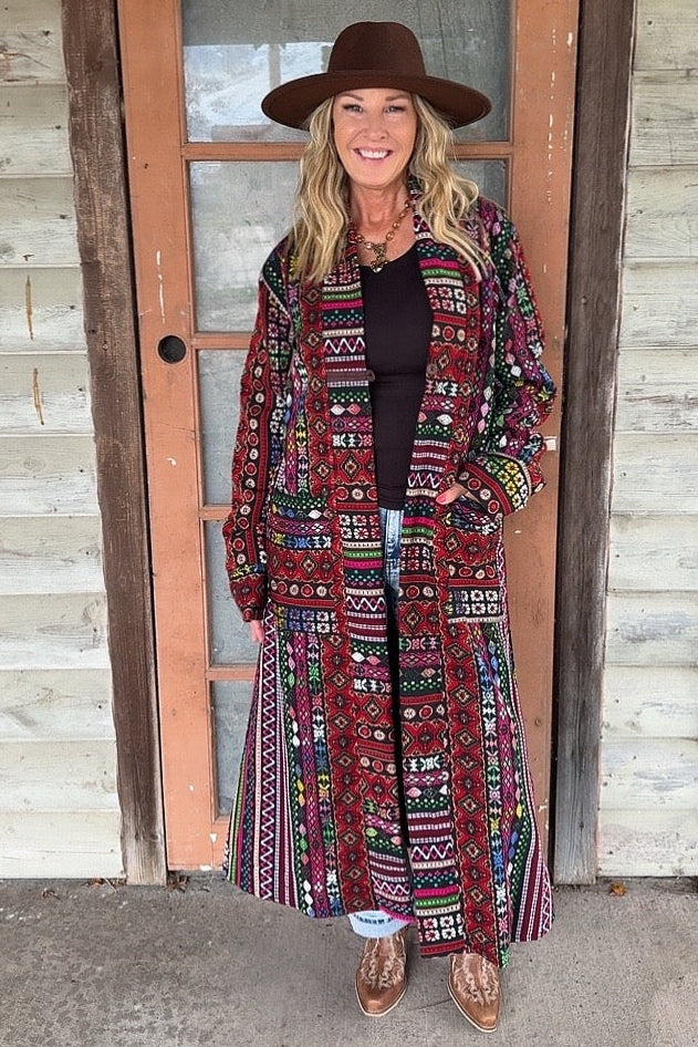 Technicolor Tapestry Trench Coat