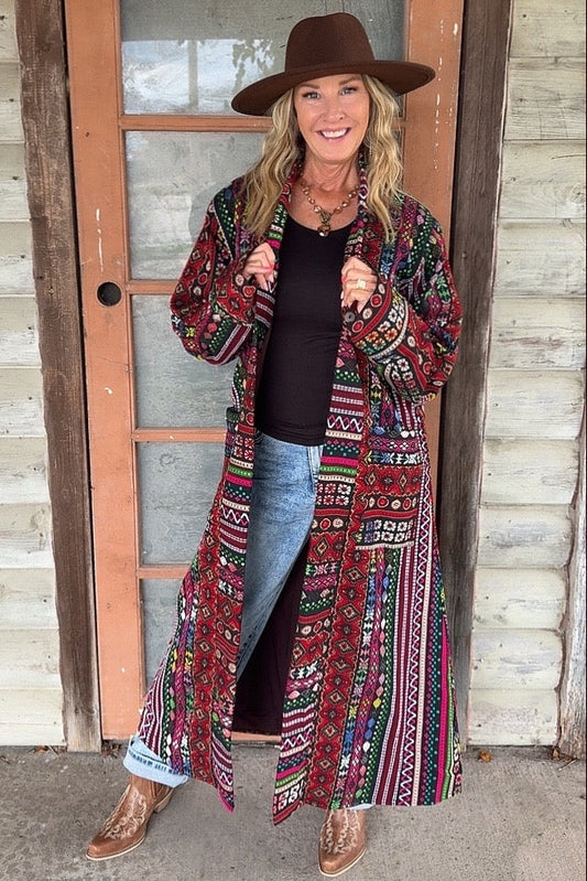Technicolor Tapestry Trench Coat