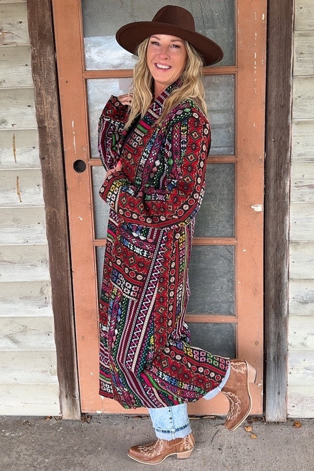 Technicolor Tapestry Trench Coat
