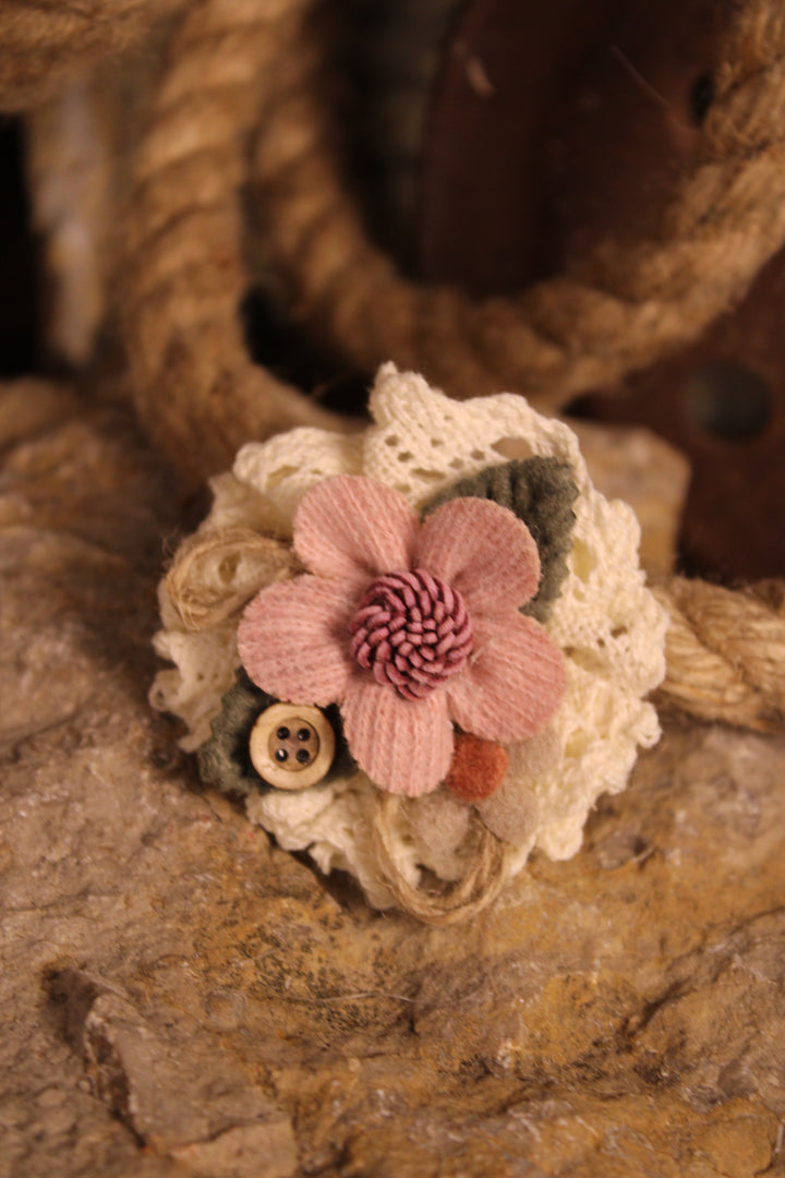 Dusty Rose &amp; Cream Blossom Brooch