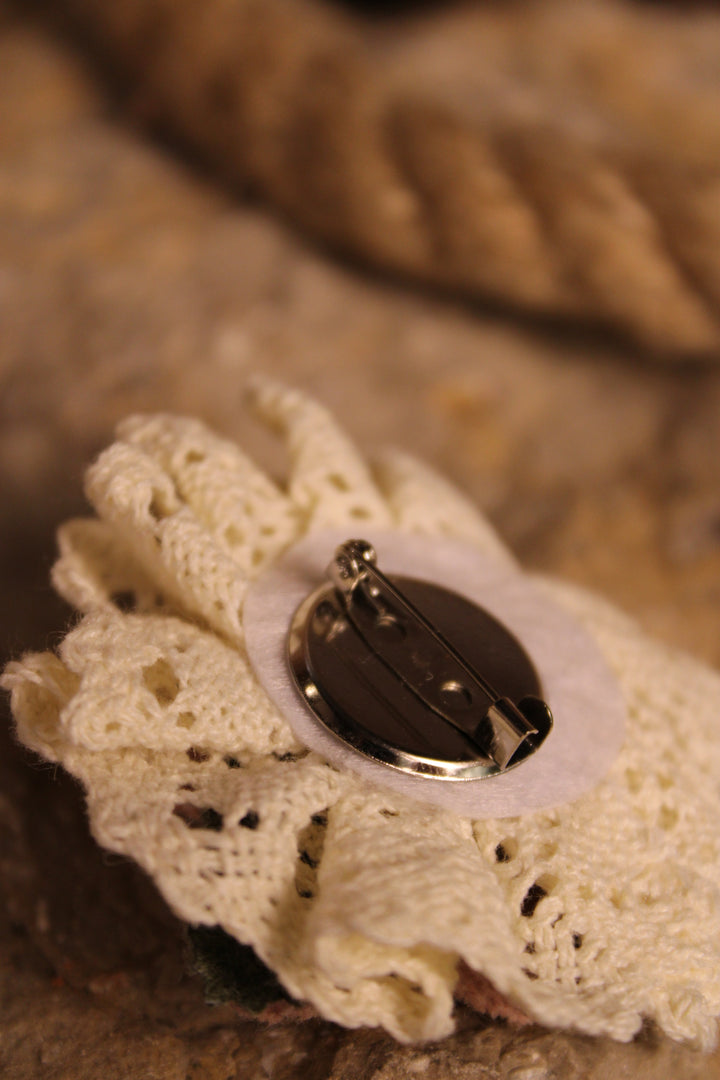 Dusty Rose &amp; Cream Blossom Brooch
