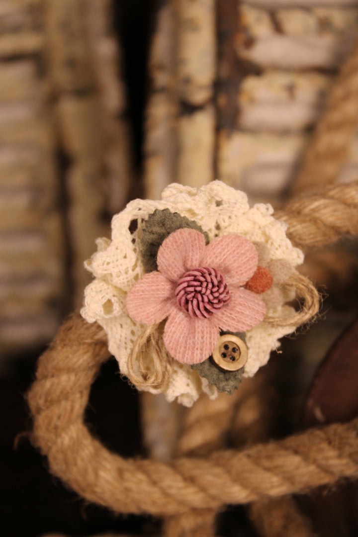 Dusty Rose &amp; Cream Blossom Brooch