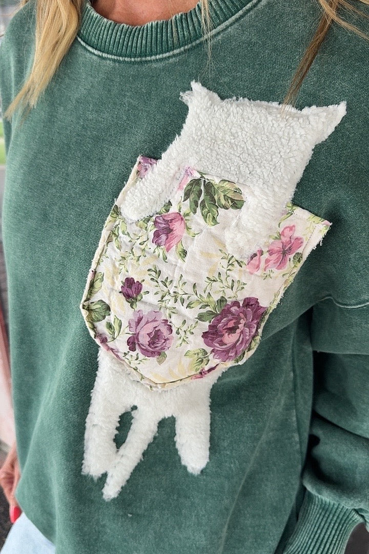FGO Climbing Kitty Quilt Applique Sweatshirt