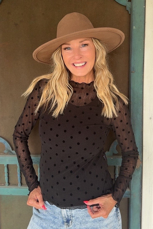 Midnight Dot Mesh Blouse