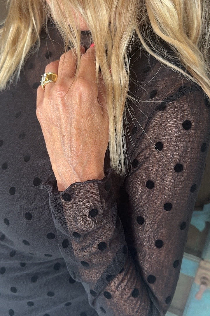 Midnight Dot Mesh Blouse