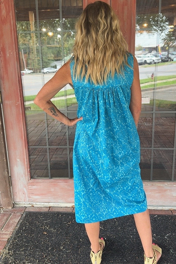 Azure Breeze Sleeveless Cotton Dress