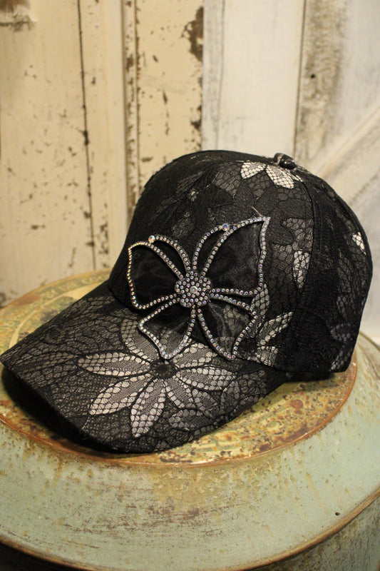 Lace Lux Black Butterfly Cap