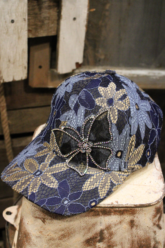 Lace Lux Blue Butterfly Cap