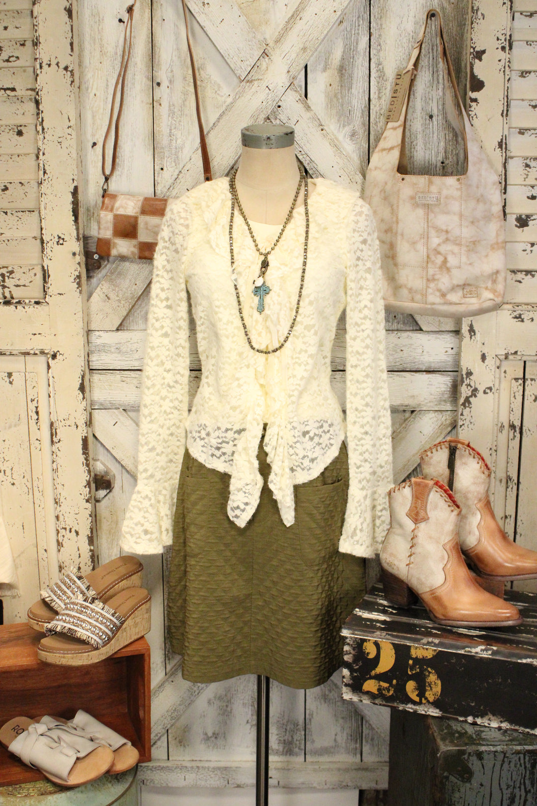 Fieldstone Quilted Olive Skirt
