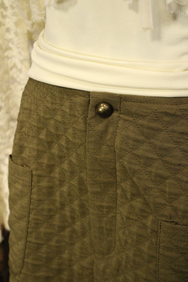 Fieldstone Quilted Olive Skirt