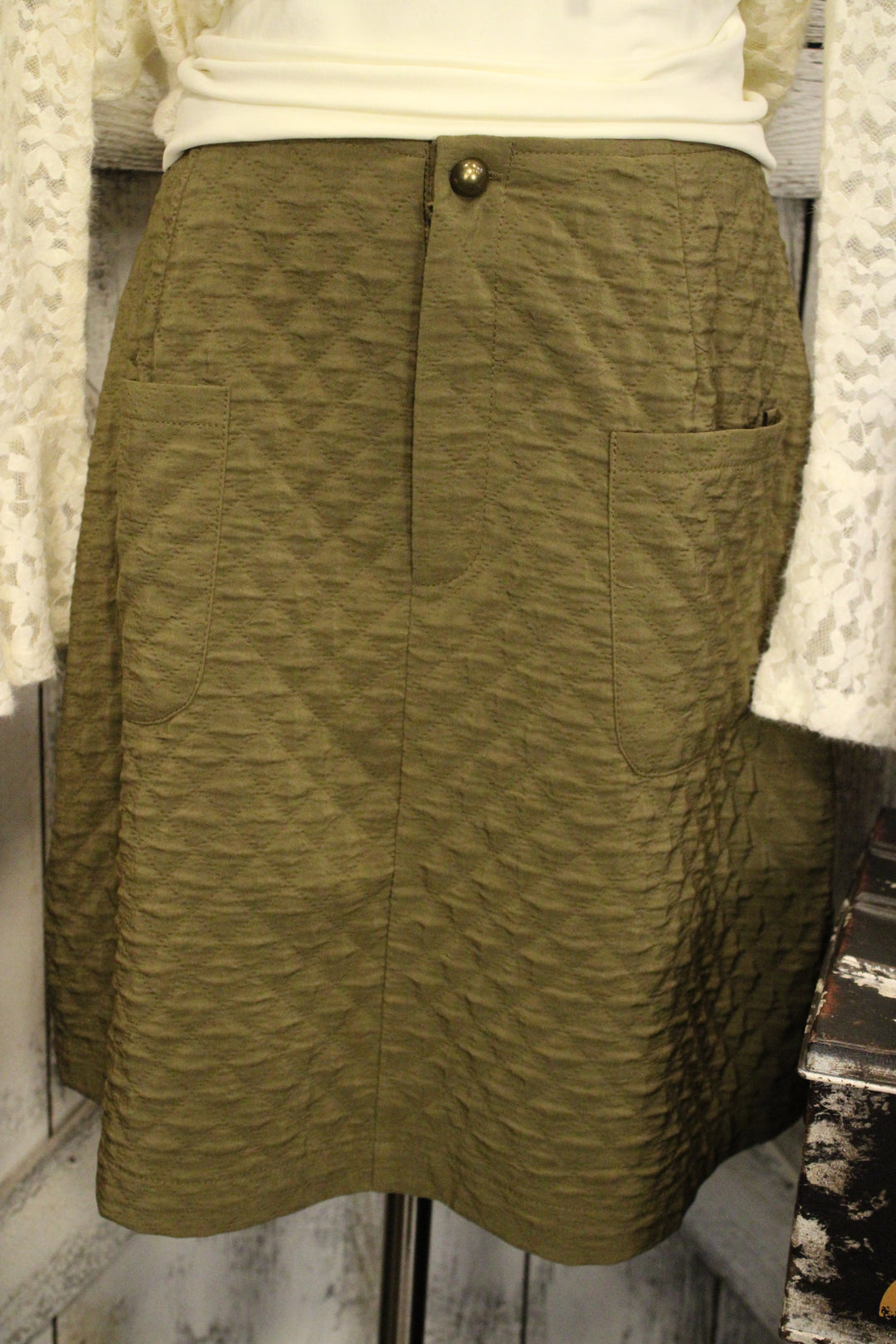 Fieldstone Quilted Olive Skirt