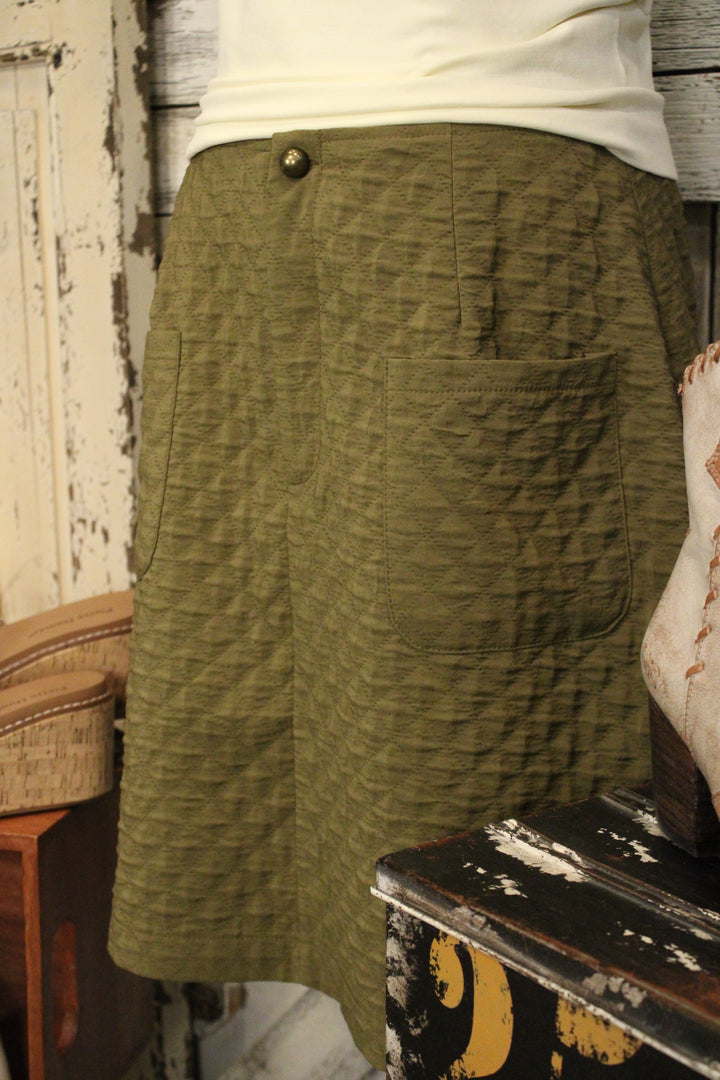 Fieldstone Quilted Olive Skirt