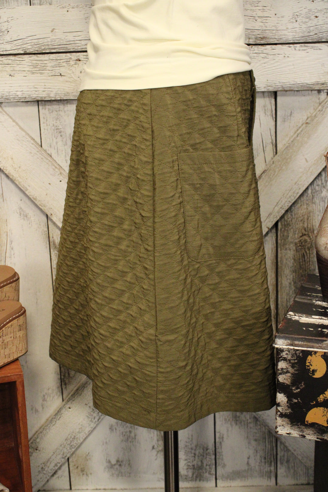 Fieldstone Quilted Olive Skirt
