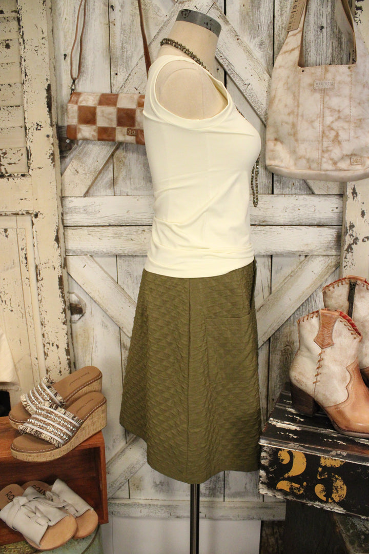 Fieldstone Quilted Olive Skirt