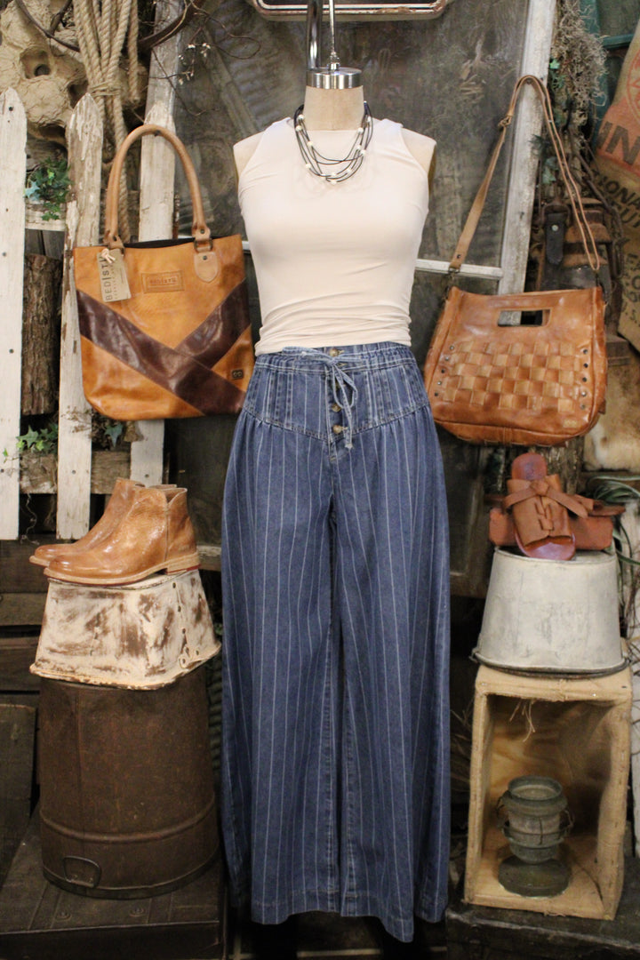 Harbor Stripe Denim Wide Leg Jeans