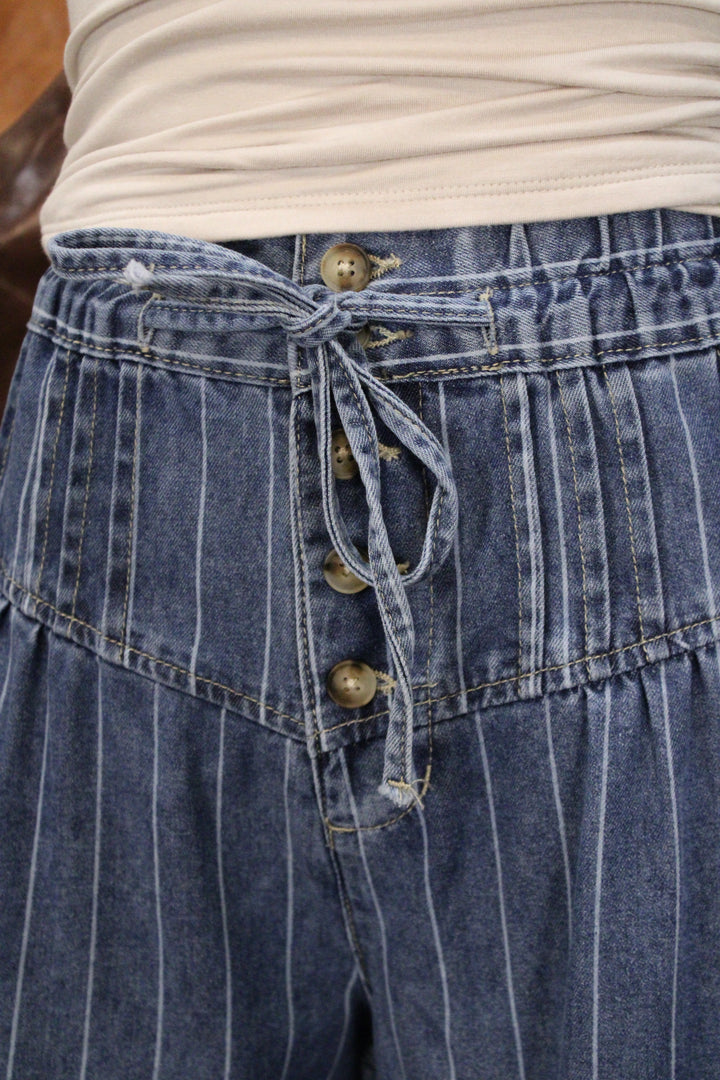 Harbor Stripe Denim Wide Leg Jeans