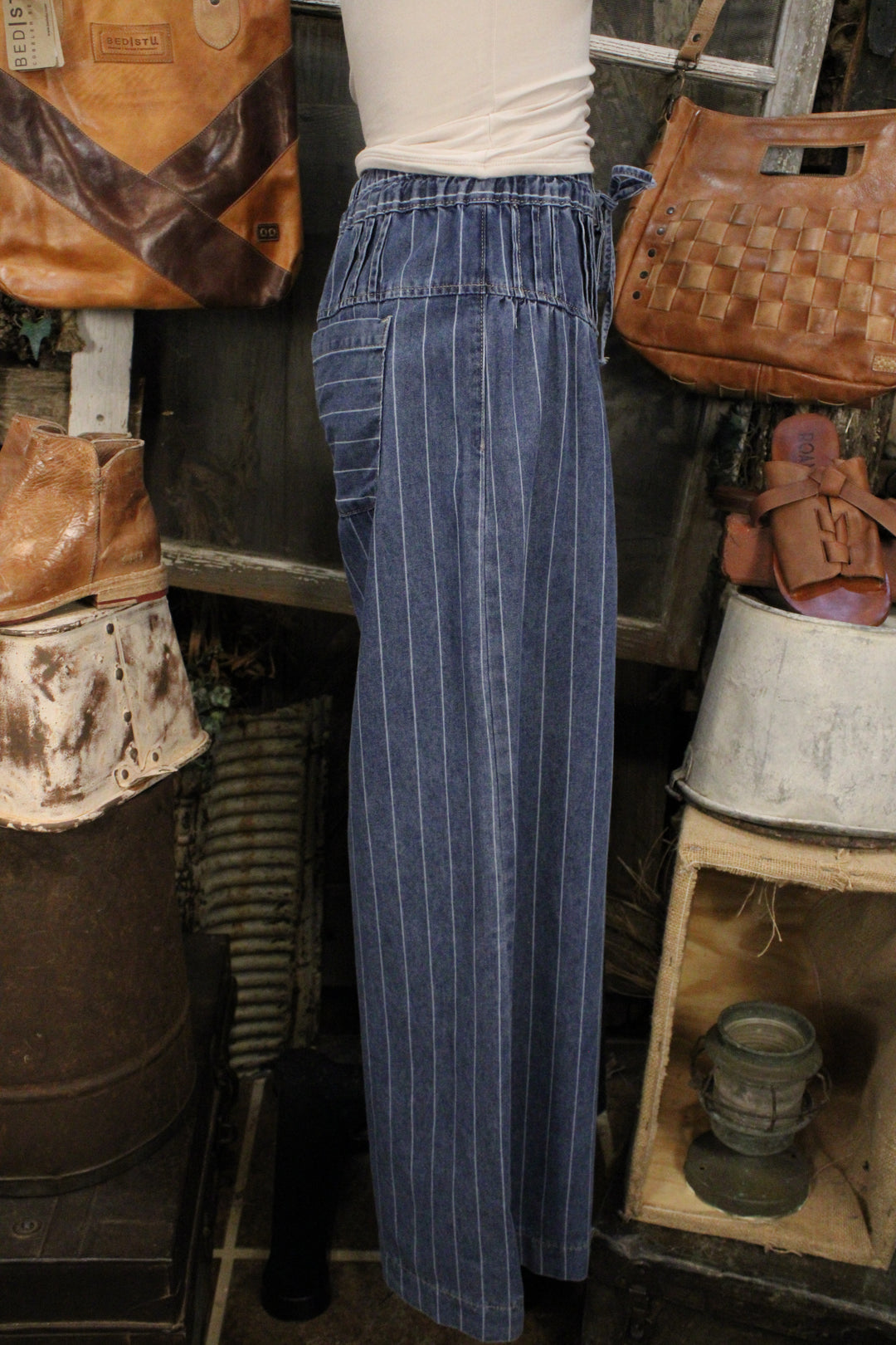 Harbor Stripe Denim Wide Leg Jeans