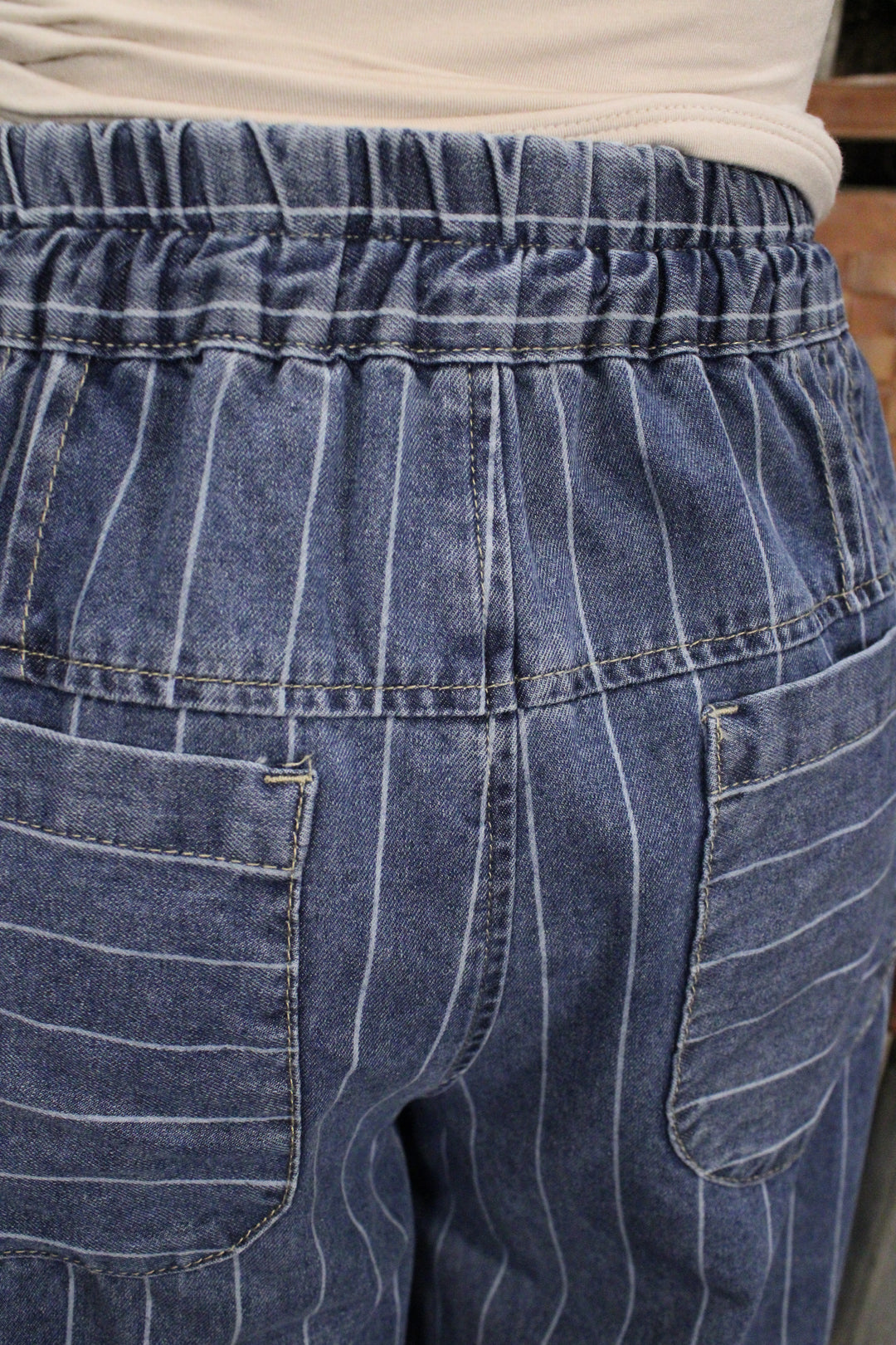 Harbor Stripe Denim Wide Leg Jeans