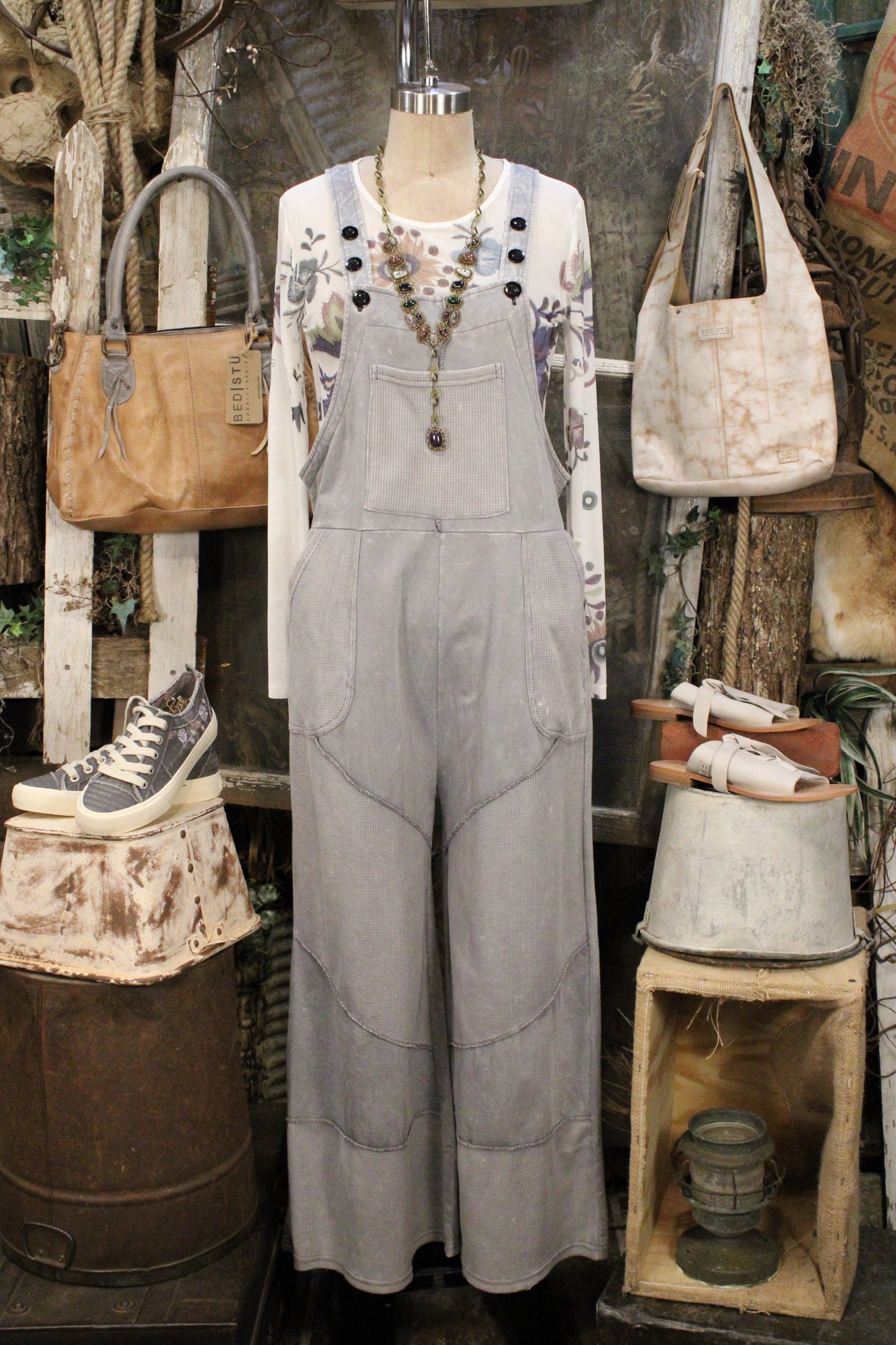 Cloud Nine Waffle Knit Overalls