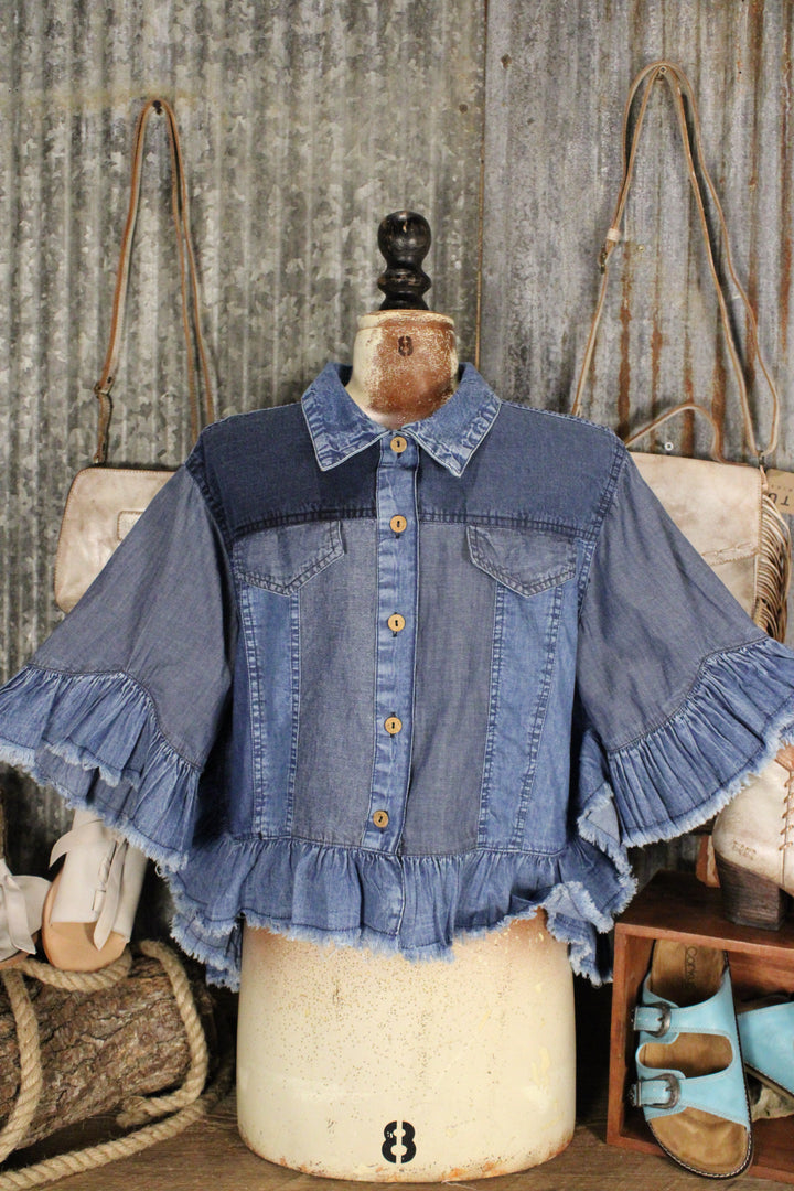 Sweetwater Ruffle Denim Blouse
