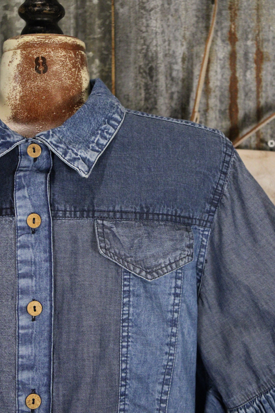 Sweetwater Ruffle Denim Blouse