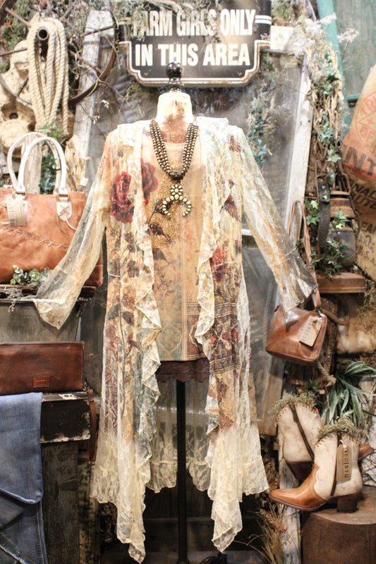 Fancy That Vintage Bird Beige Cardigan