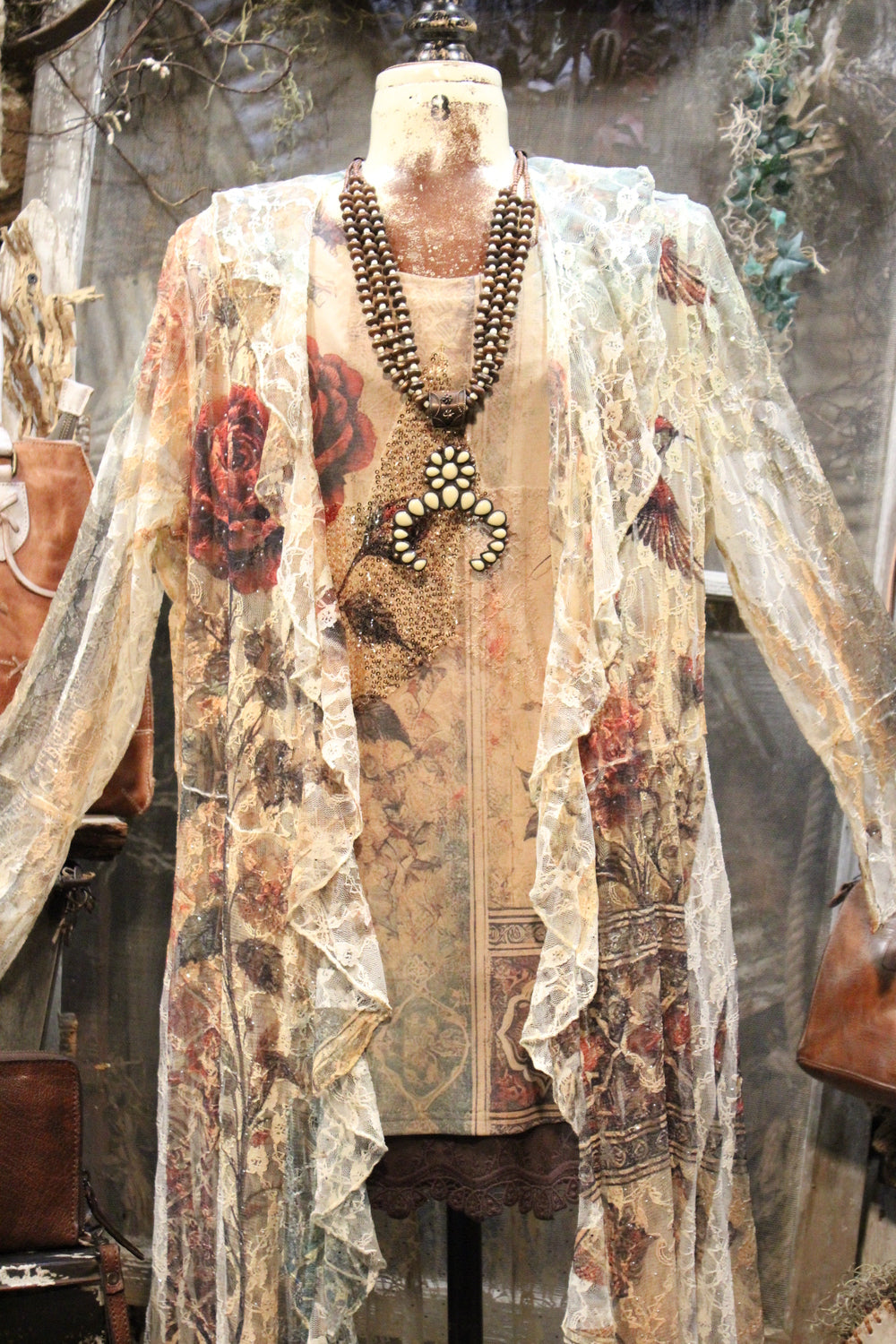 Fancy That Vintage Bird Beige Cardigan